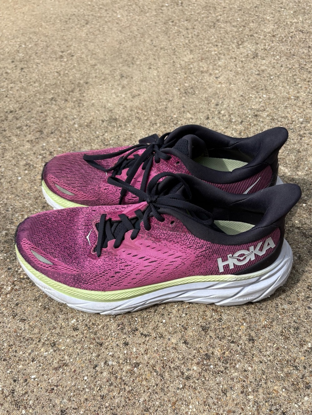 HOKA Clifton 8 Womens 7.5B Blue Graphite Ibis Rose Running Shoes 1119394